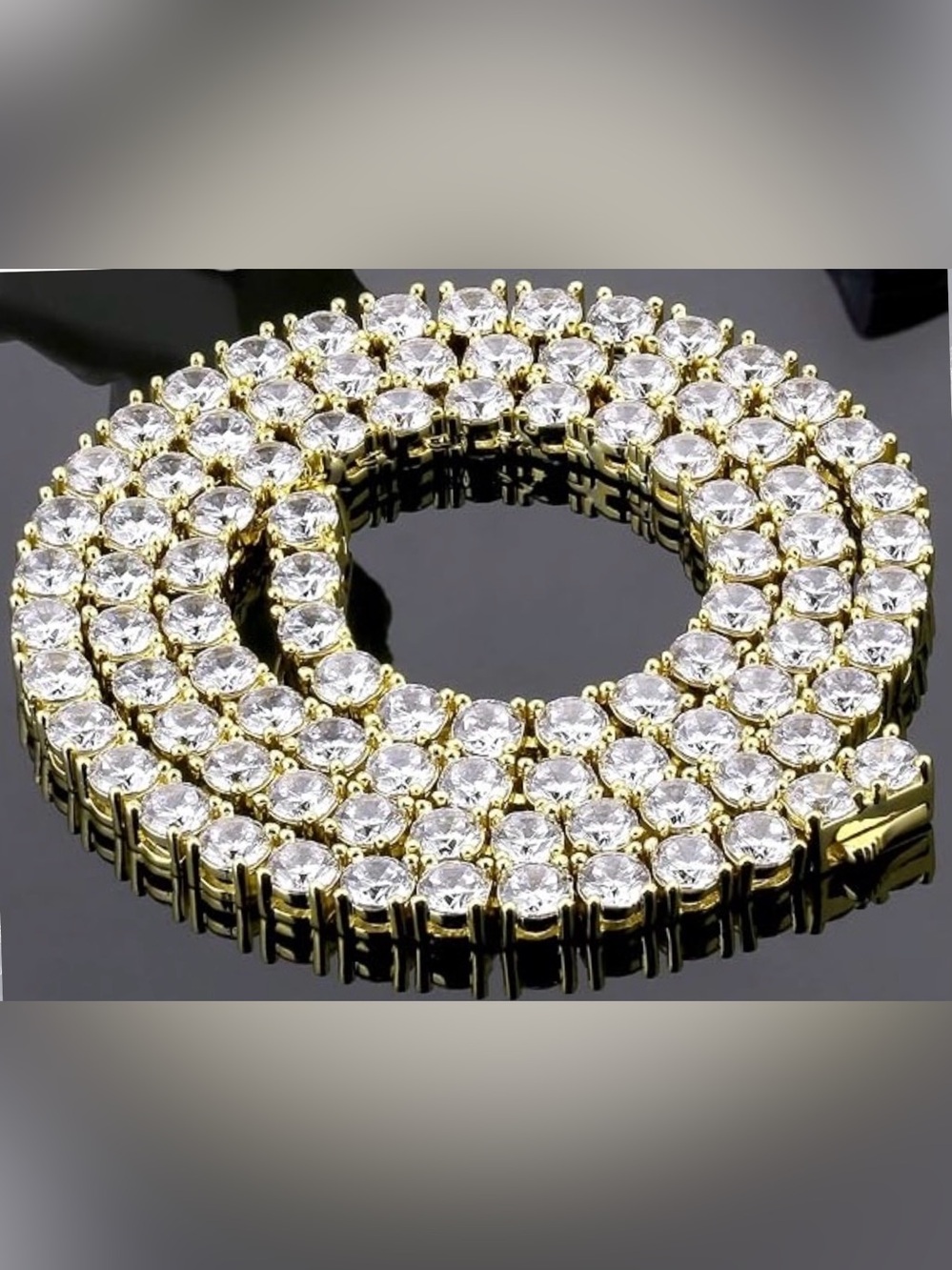 KRKC&CO Tennis Necklace Chain for Men 5mm 24in Length CZ 14K Gold Plated New